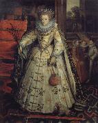 Marcus Gheeraerts Queen Elizabeth with a view to a walled garden oil painting